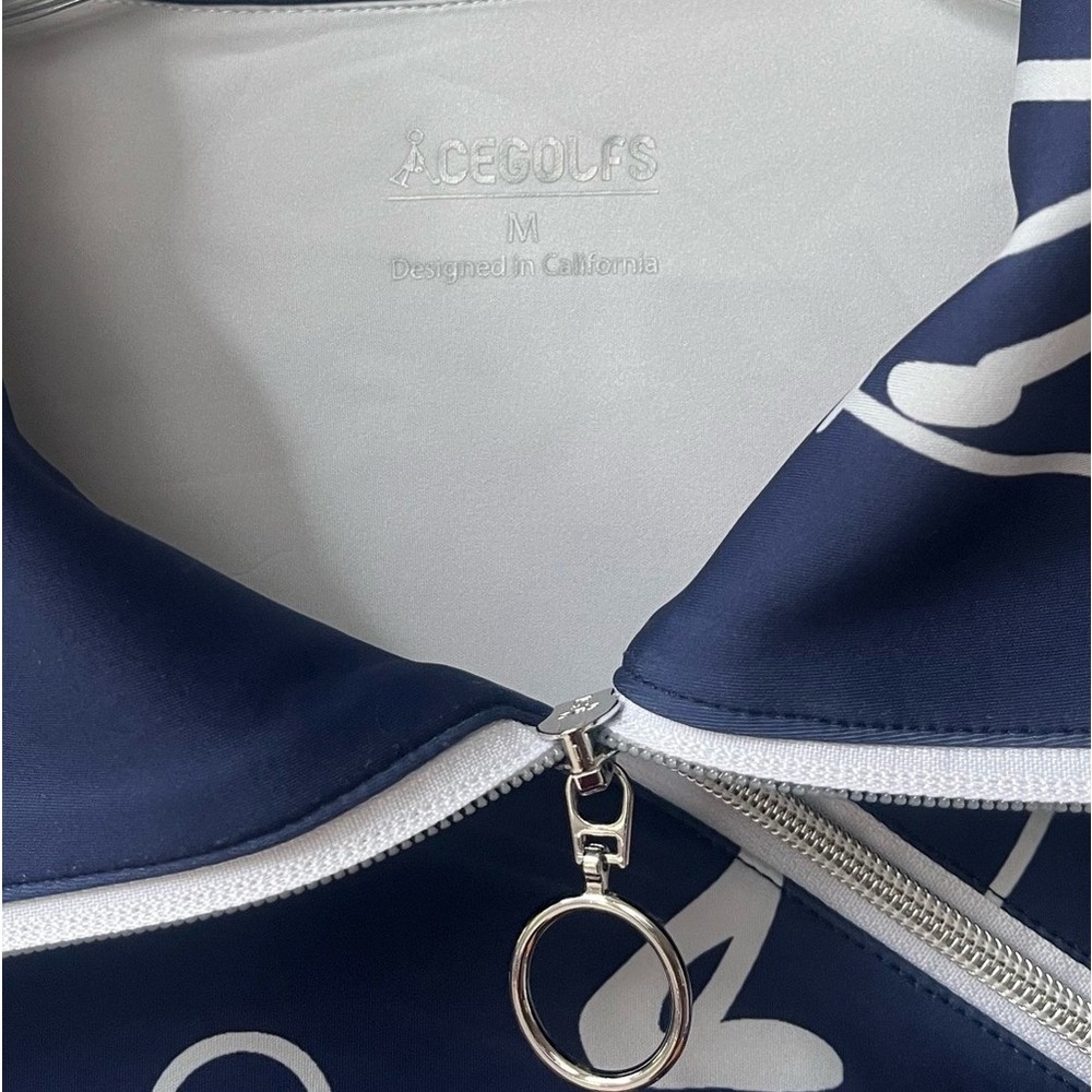 Acegolfs Hyper Prep Golf Sweatshirt Womens Medium Navy Quarter Zip Pullover NWT - Picture 5 of 14
